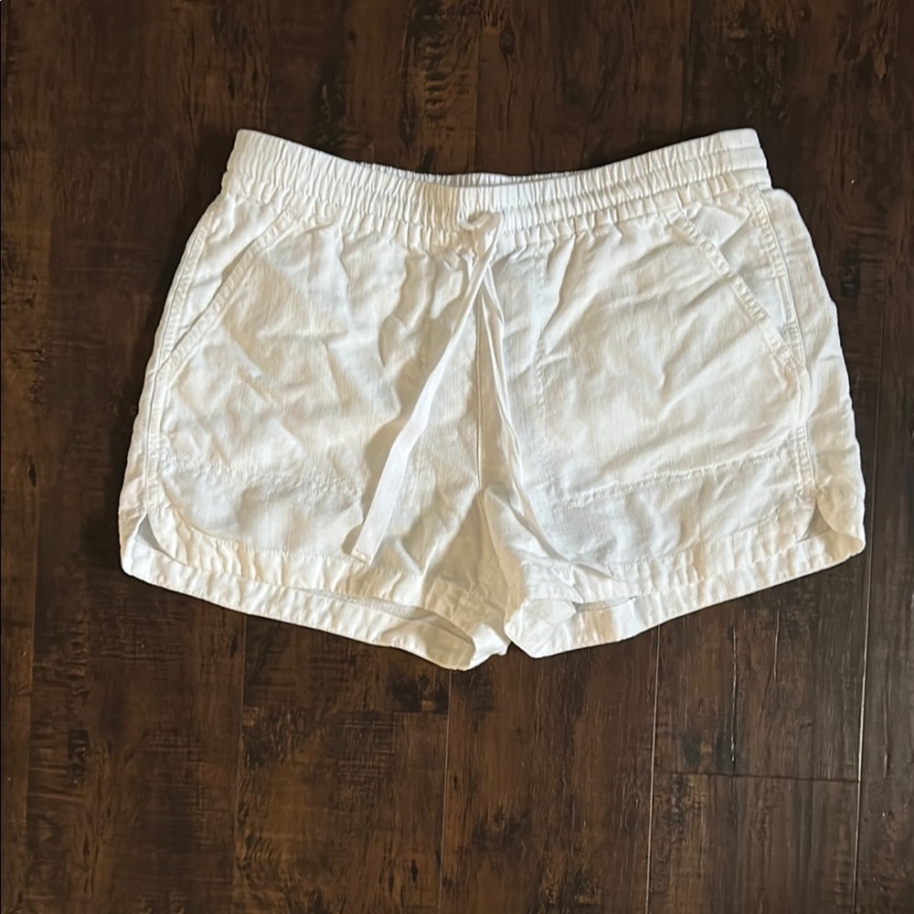 J. Crew High Waist White Linen Shorts